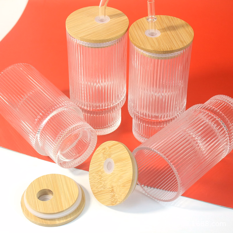 Stackable Ribbed Glass Cup