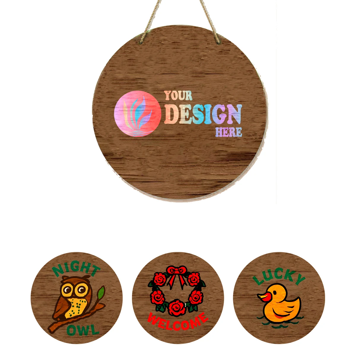 Round Decorative Painting Wood Doorplate 1