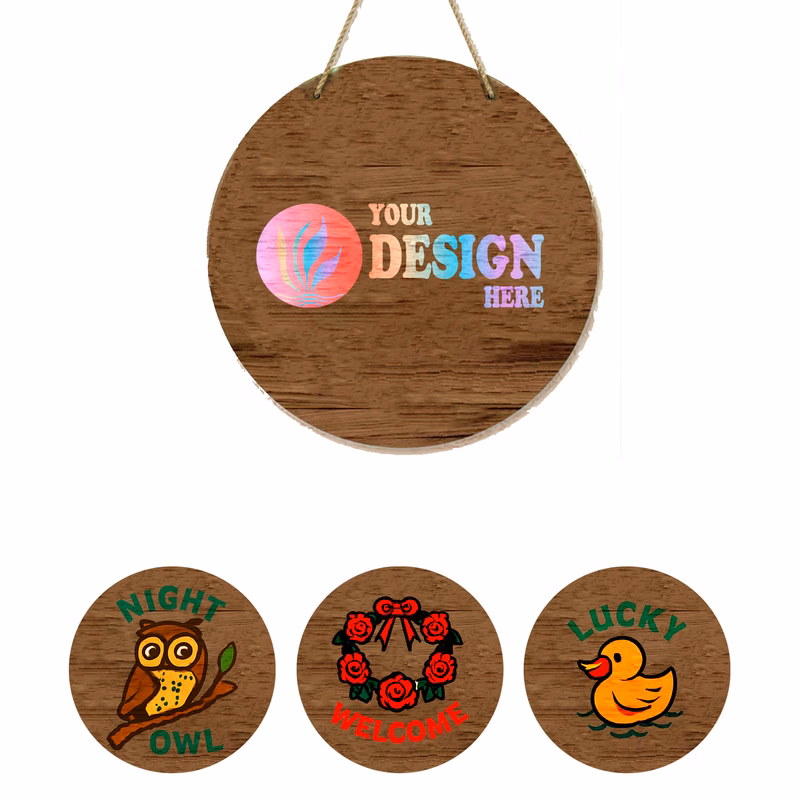 Round Decorative Painting Wood Doorplate