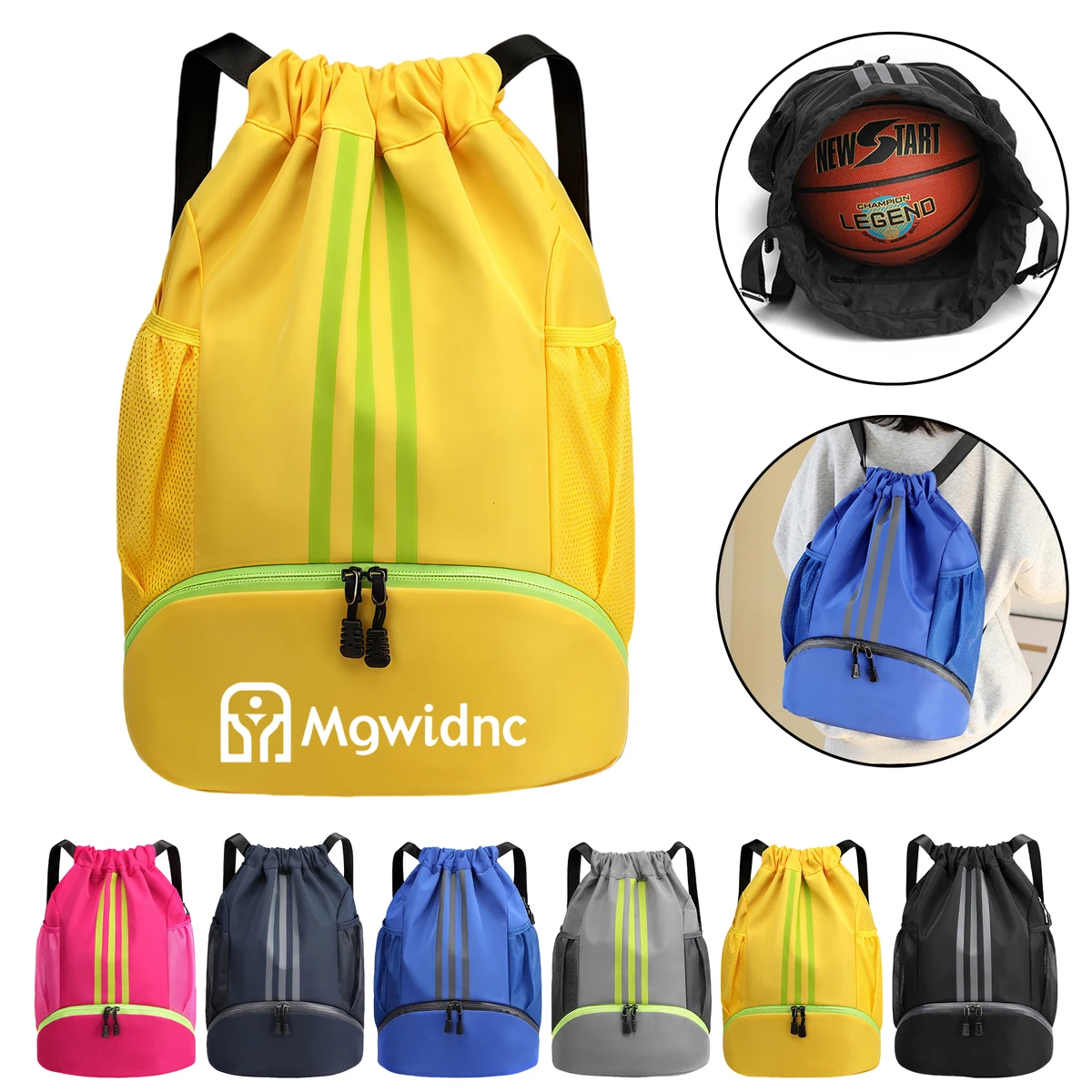 Drawstring Basketball Backpack Large Capacity Sports Training Bag with Shoulder Straps for Students 1