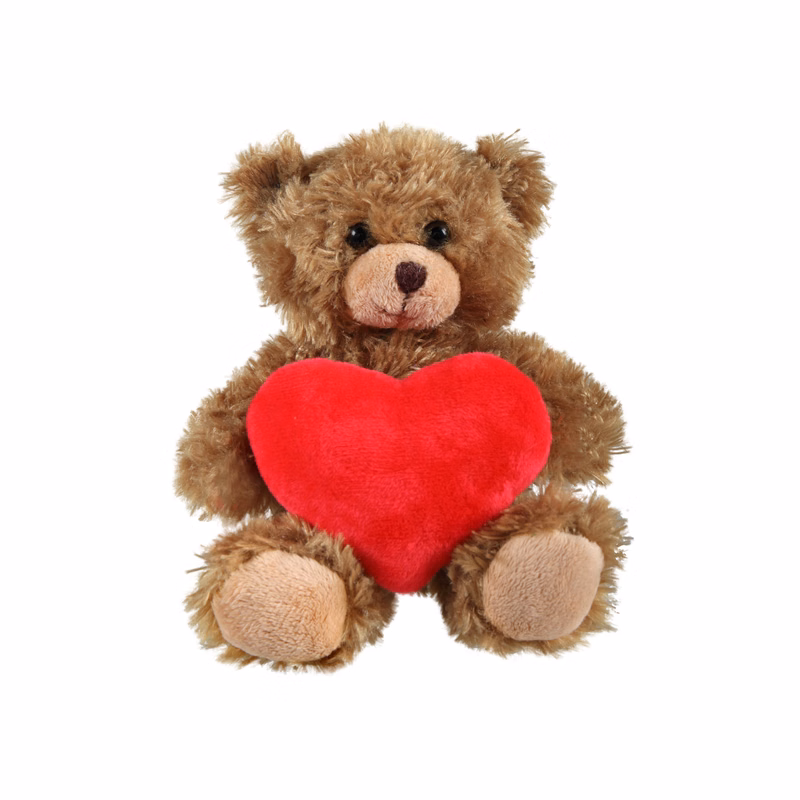 soft plush Mocha Curly Sitting Bearwith heart
