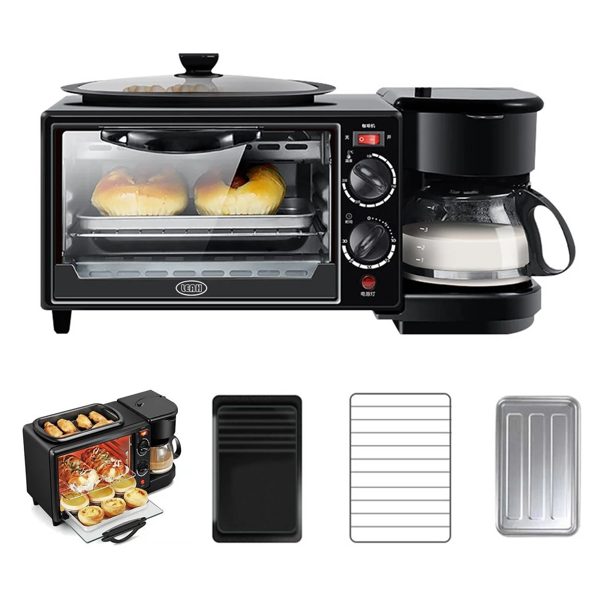 3 in 1 Breakfast Maker Station Toaster Oven 1