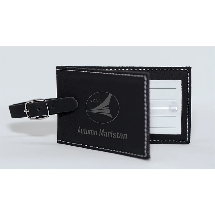 Black Leatherette Luggage Tag 1