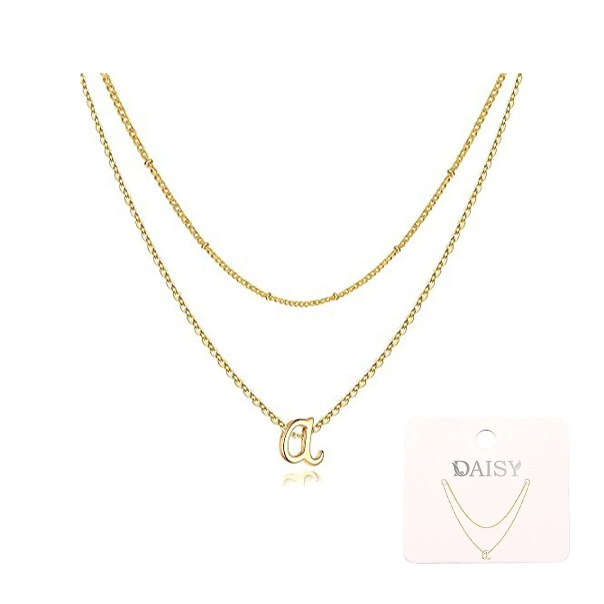 14K Gold Plated Letter A-Z Pendant Necklace Tiny Initial Nec 1
