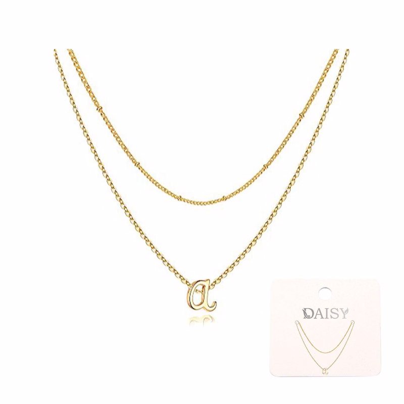14K Gold Plated Letter A-Z Pendant Necklace Tiny Initial Nec