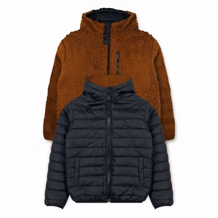 Boys' Sherpa Lined Reversible Jacket - Black 4-7
