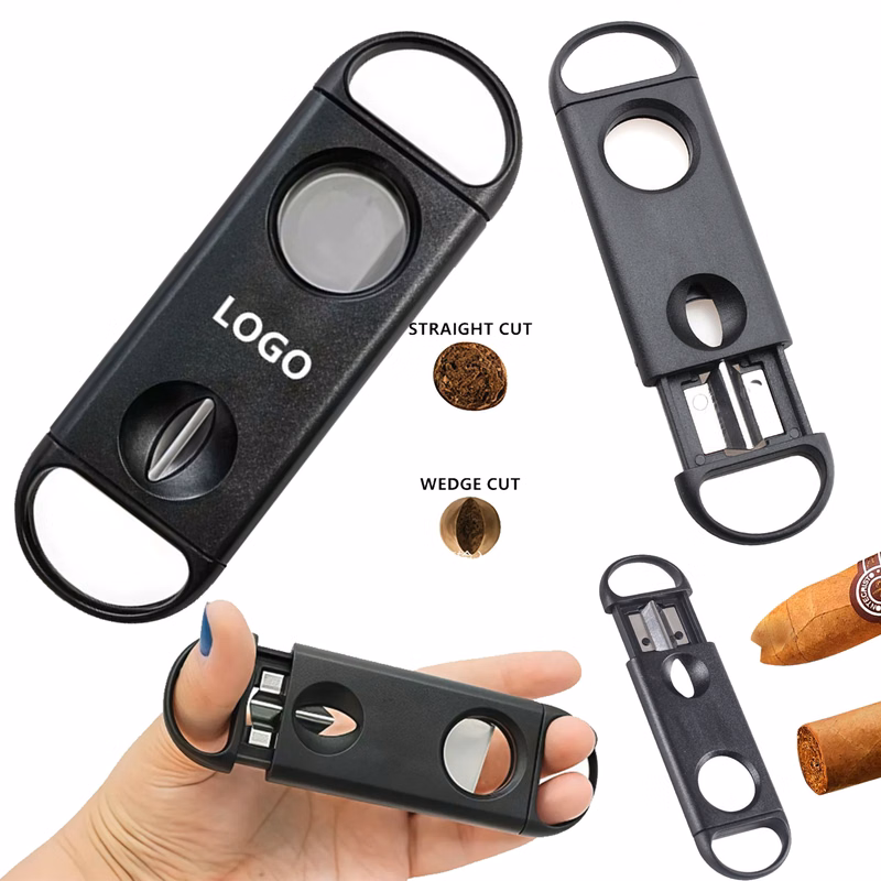 2 In 1 Cigar Cutter Dual Blade V-Cut And Regular Circle