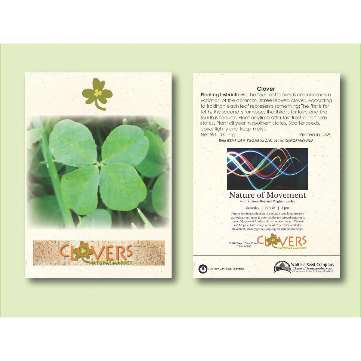 Clover 'Dutch White' Flower Seed Packet - Size 3.25" x 4.5" 1