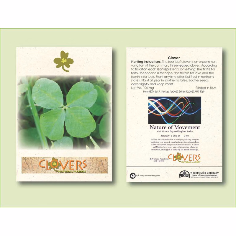 Clover 'Dutch White' Flower Seed Packet - Size 3.25" x 4.5"