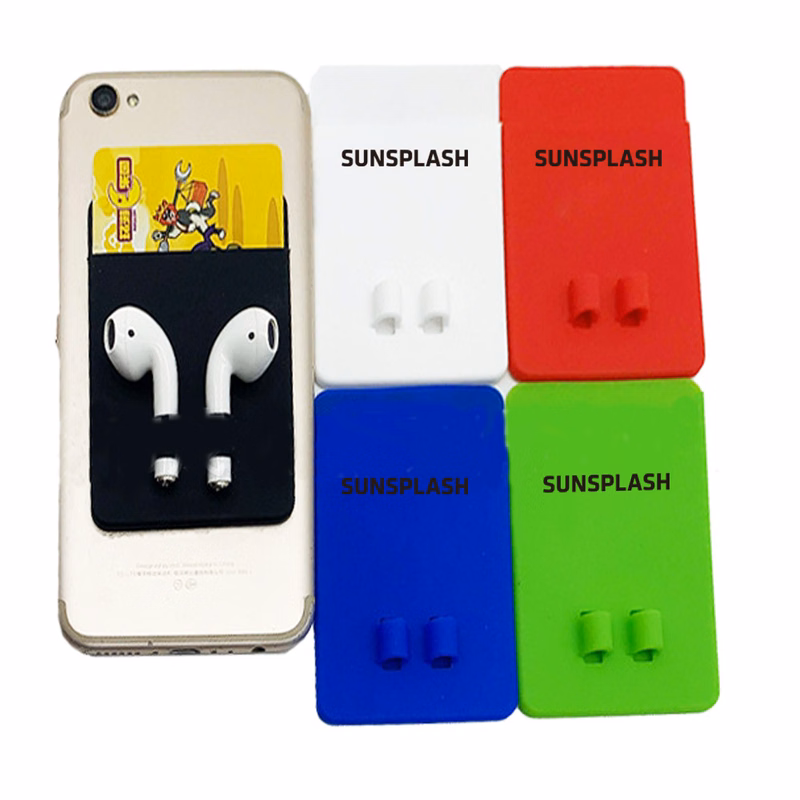 Multicolor Silicone Phone Wallet With Earbuds Holder