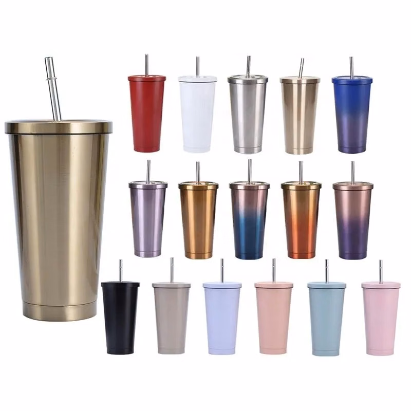 Insulated Stainless Steel Water Cup With Straw