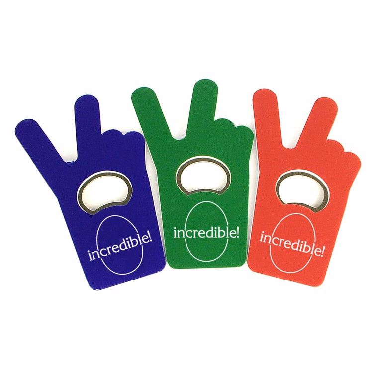 Jumbo size V sign / finger bottle shape magnetic bottle opener