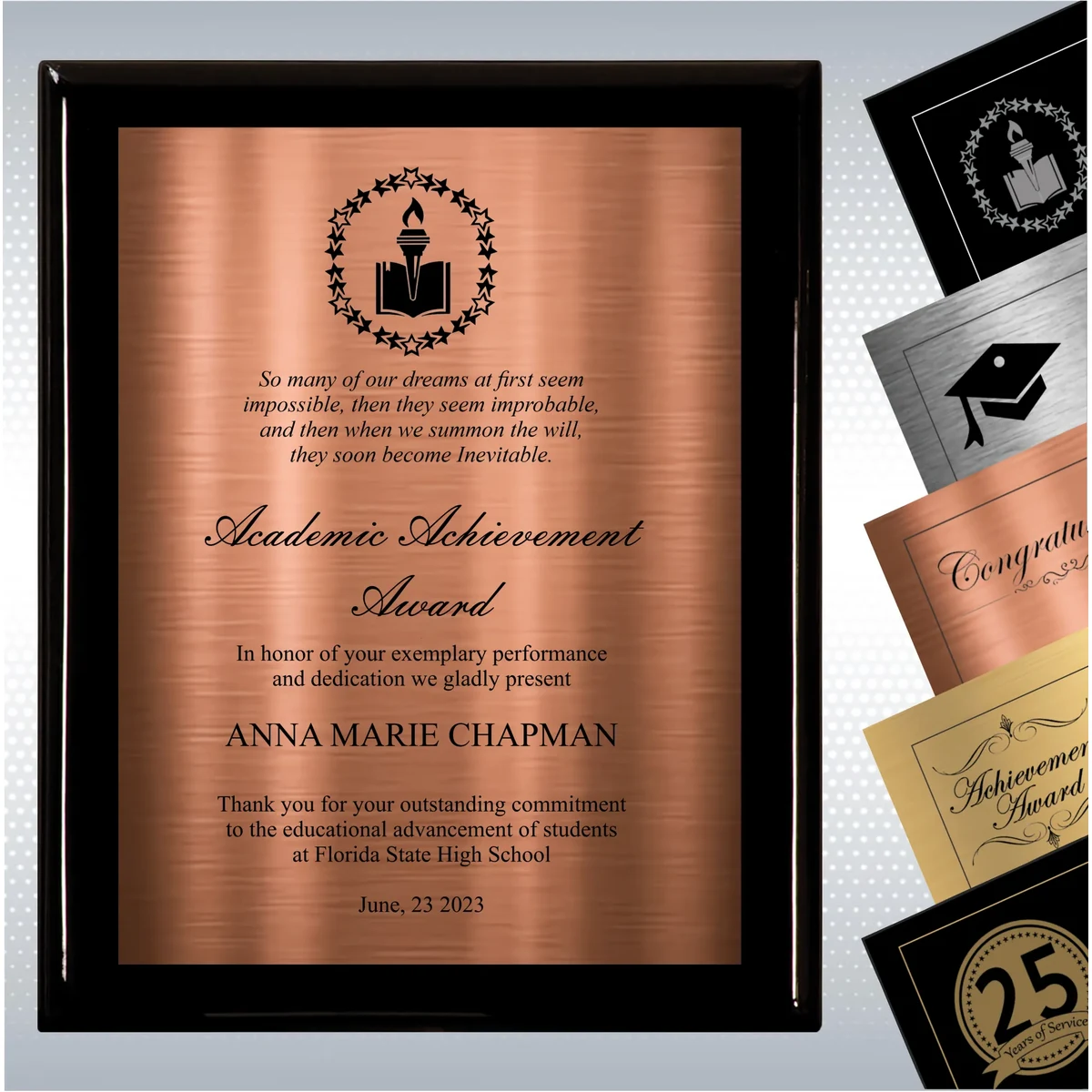 Black Piano Finish Wood Plaque Academic Achievement Gift 1