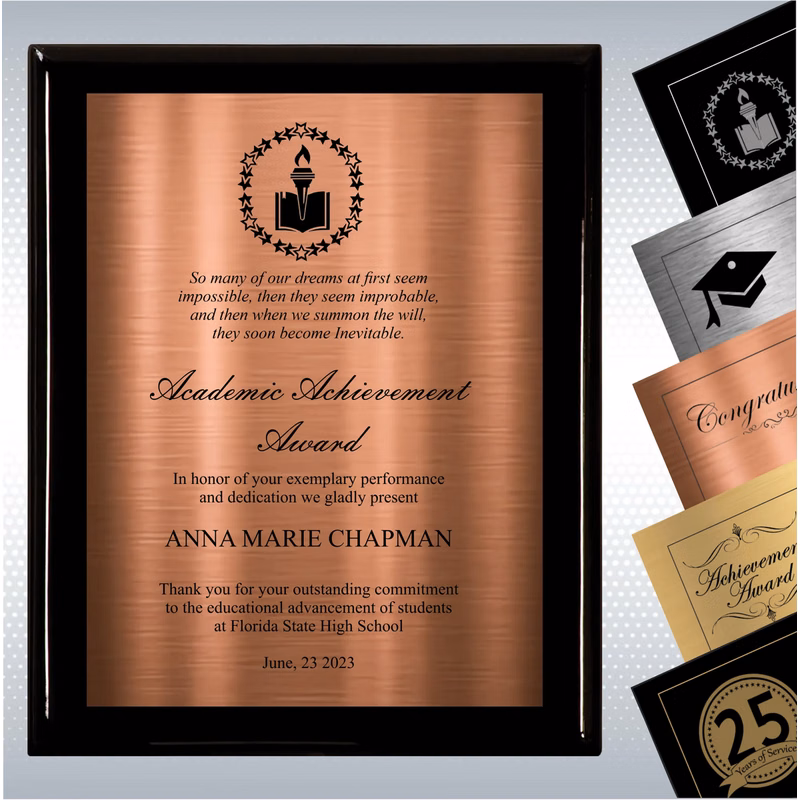 Black Piano Finish Wood Plaque Academic Achievement Gift