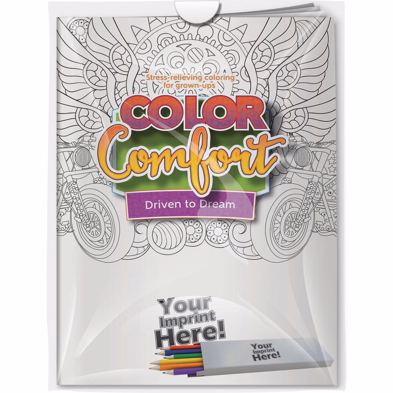 Combo Pack - CC107 Color Comfort & 6-Pack of Colored Pencils (Imprinted) in a Poly Bag