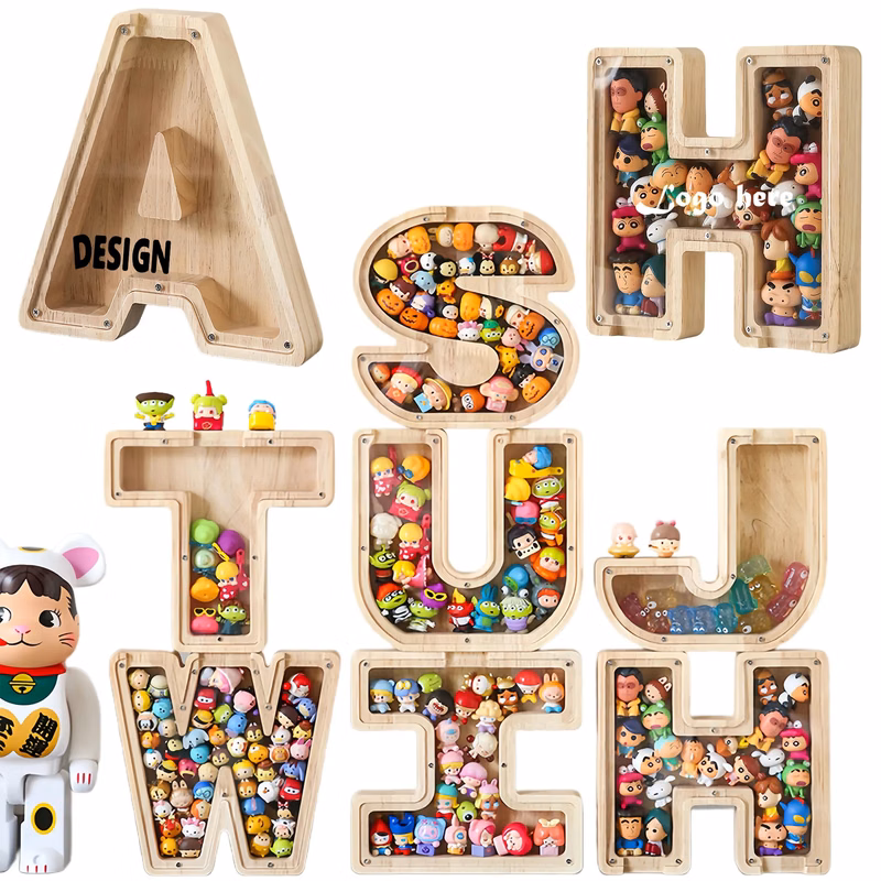 Wooden 26-Alphabet Coin Box Kids Toy Organizer