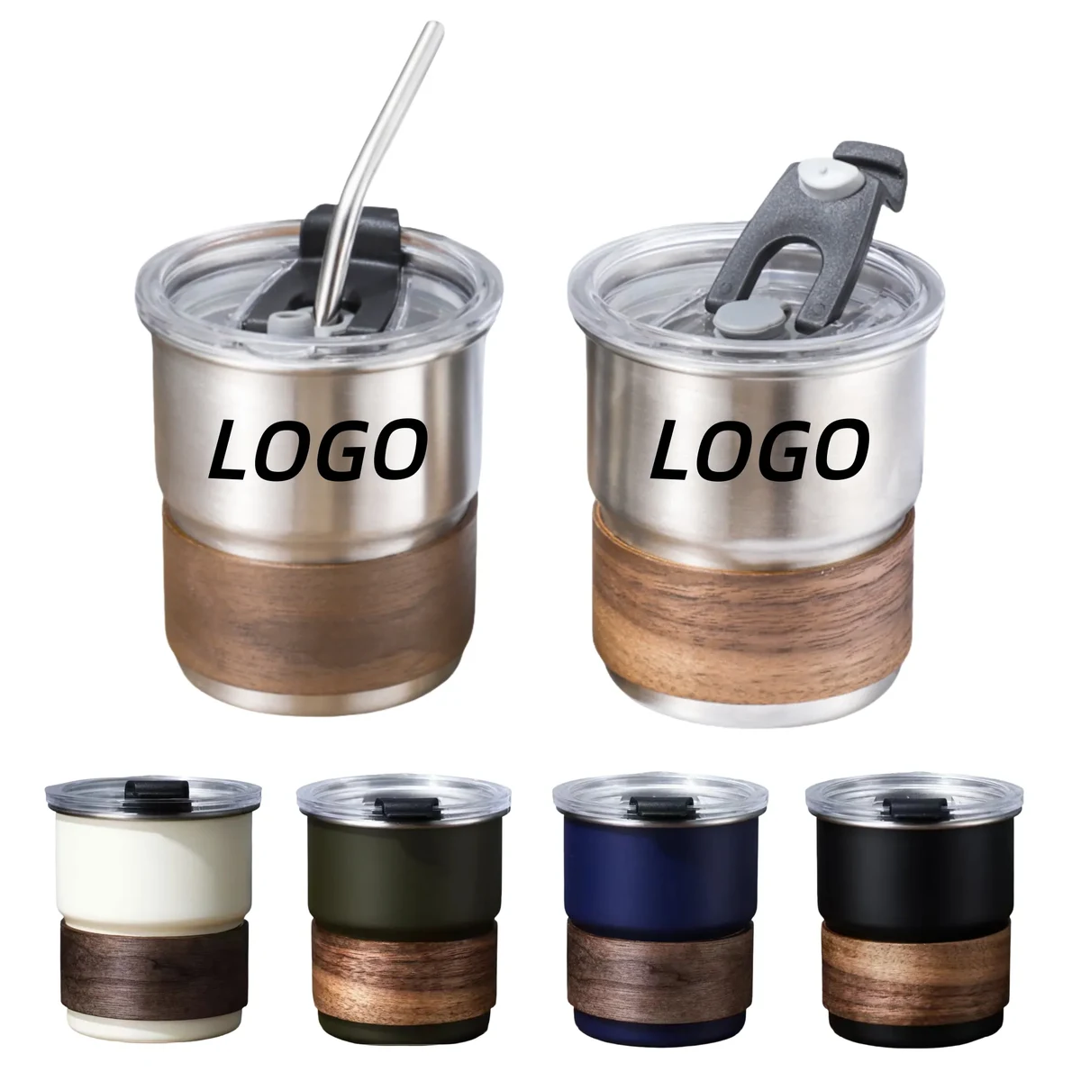 304 Stainless Steel Coffee Cup With Wooden Cup Sleeve 1