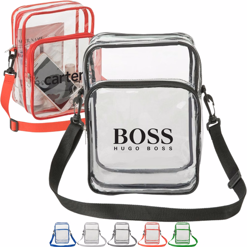 Clear PVC Crossbody Messenger Shoulder Bag with Adjustable Strap