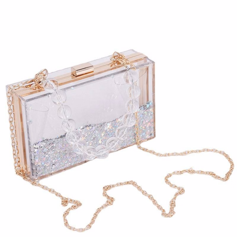 Transparent Quicksand Acrylic Square Bag
