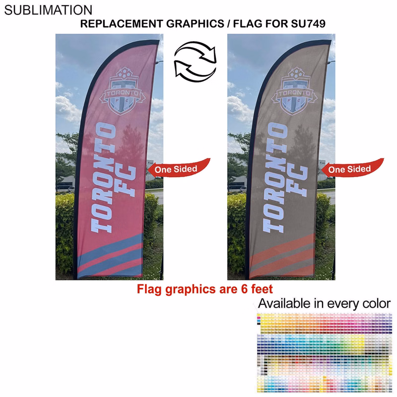 Replacement Flag for 8.5' Small Feather Flag Kit, Full Color Graphics One Side