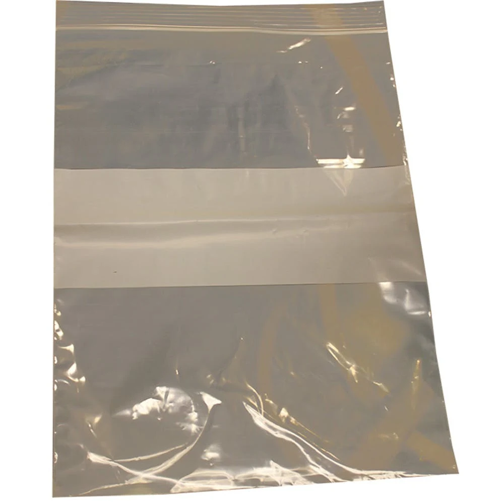 Clear Resealable Bag with White Block - Clear 9" x 12" 1