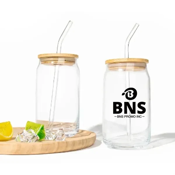 16 oz Glass Jar Drink Cup with Lid and Straw Canister Cup 1