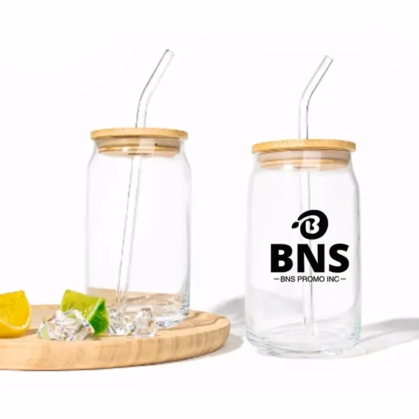 16 oz Glass Jar Drink Cup with Lid and Straw Canister Cup