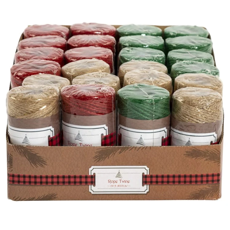 Twine Rope Spools - Green/Red/Natural 150' 1