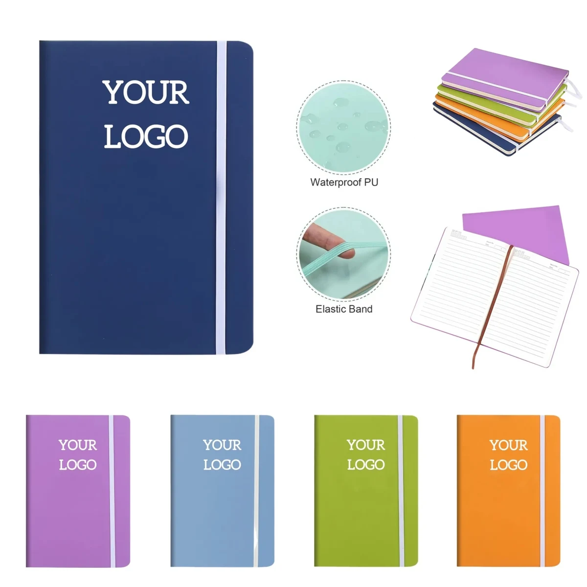 Premium PU Leather Notebook with Elastic Band 1