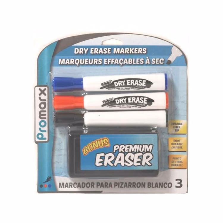 Dry Erase Marker Set - Eraser Included