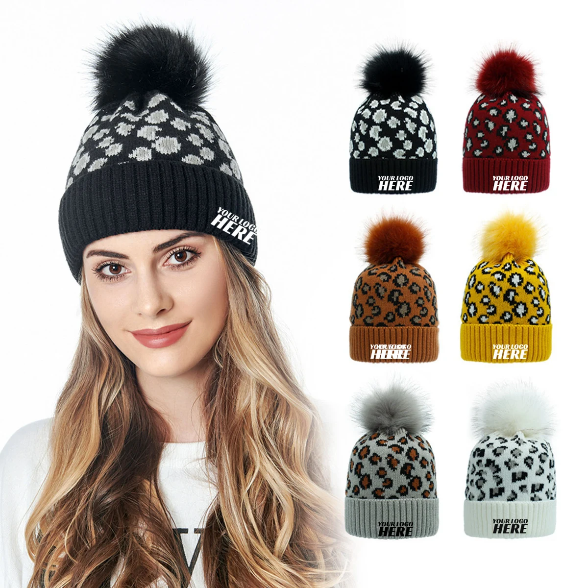 Winter Beanie Hats for Womens Leopard Animal Knit Skull Cap 1