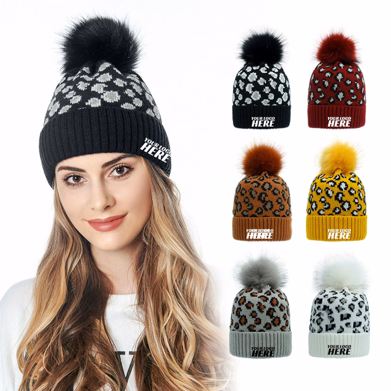 Winter Beanie Hats for Womens Leopard Animal Knit Skull Cap