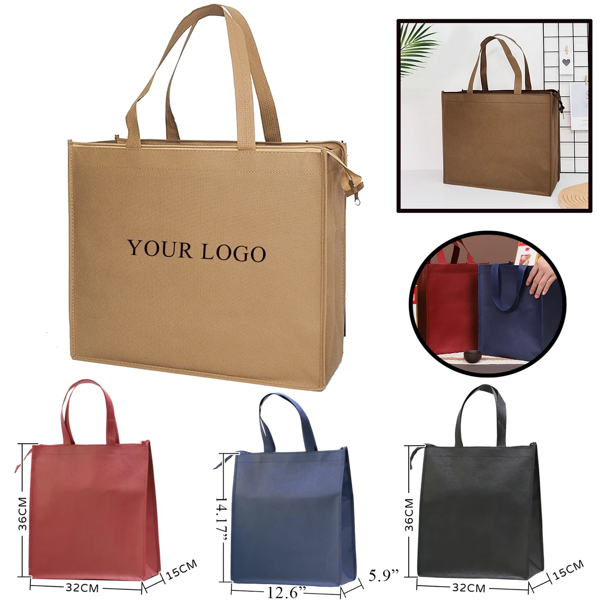 Non-woven Handbag With Zipper 1