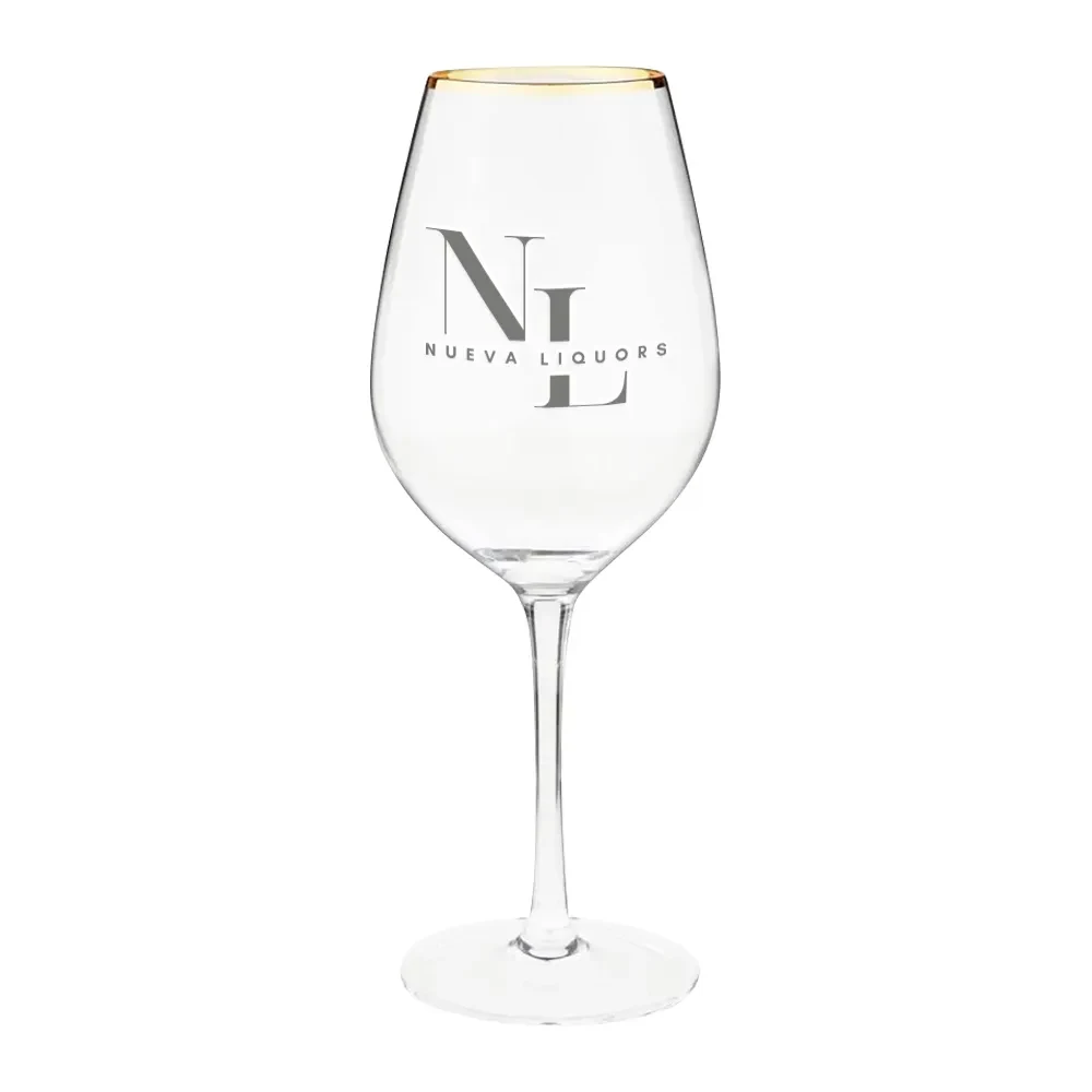 14oz. Gold Rimmed Stemmed Wine Glass 1