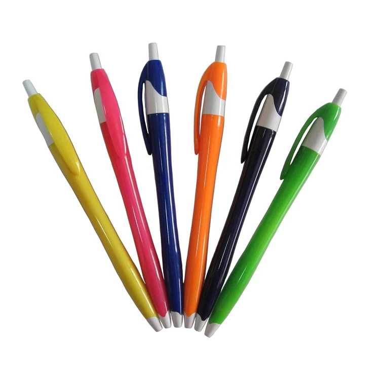 SM00080 - Good Quality Click Action Ballpoint Pen with Clip & White Accent 1
