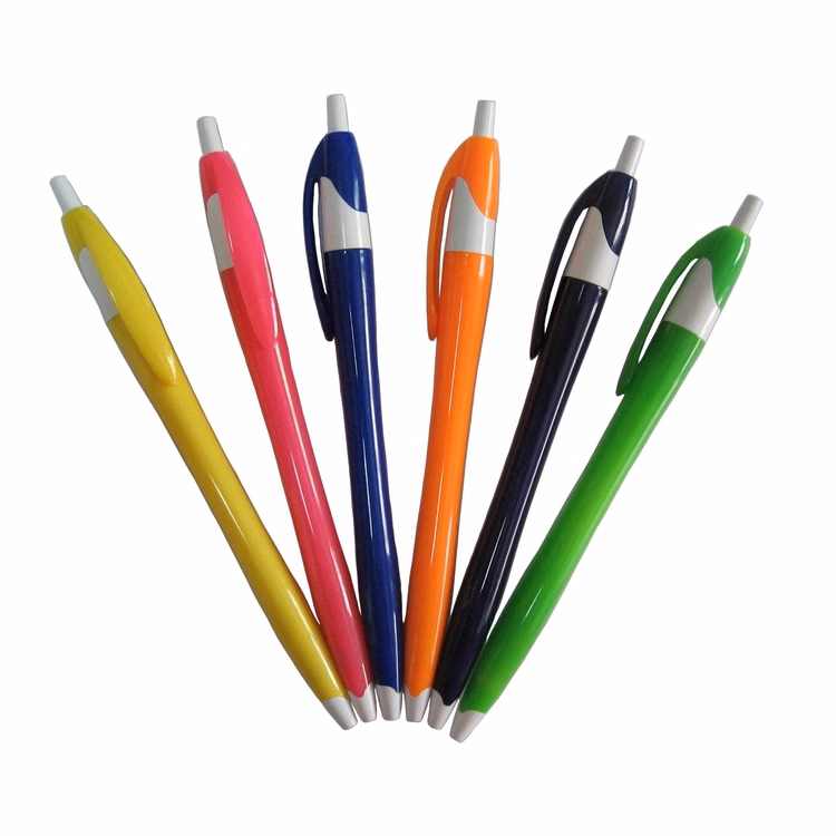 SM00080 - Good Quality Click Action Ballpoint Pen with Clip & White Accent