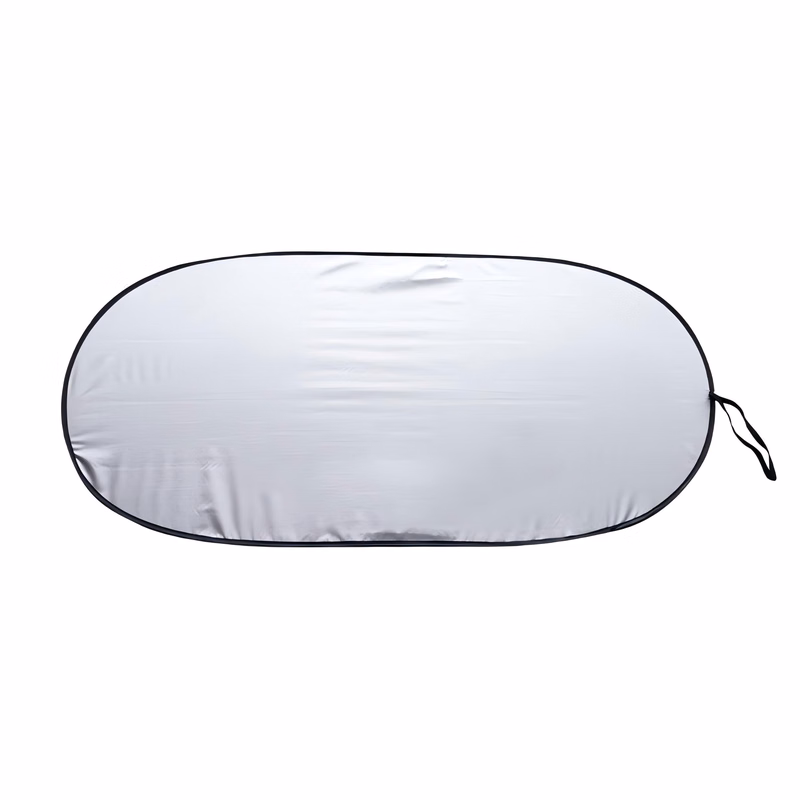 The single circle of the car sun visor is coated with silver fabric