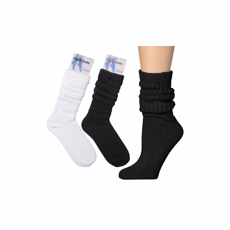 Women's Tipi Toe Slouch Socks Black White 9-111 Pack