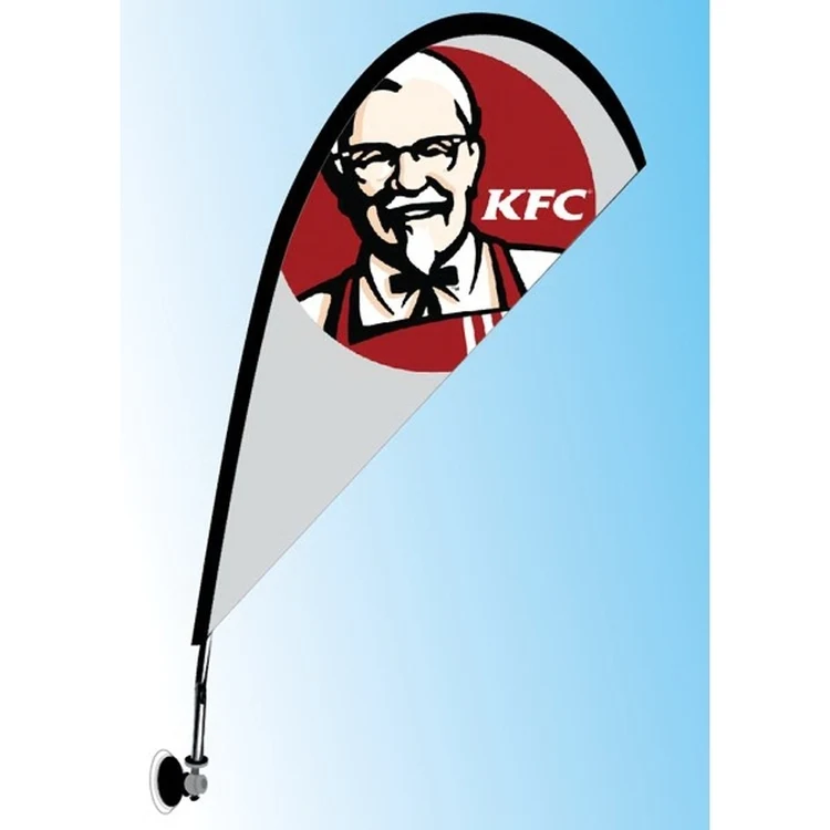 Teardrop Window Suction Cup Flag - Single Sided 1