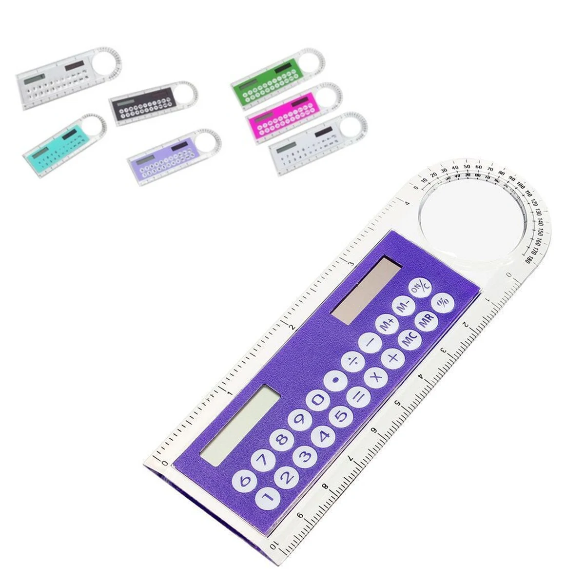 Mini 4-in-1 Solar 4" Ruler Calculator Angle Magnifier 5.2"L X 1.7"W 1