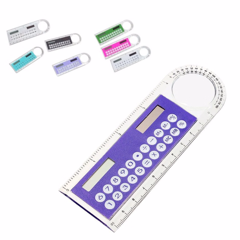 Mini 4-in-1 Solar 4" Ruler Calculator Angle Magnifier 5.2"L X 1.7"W