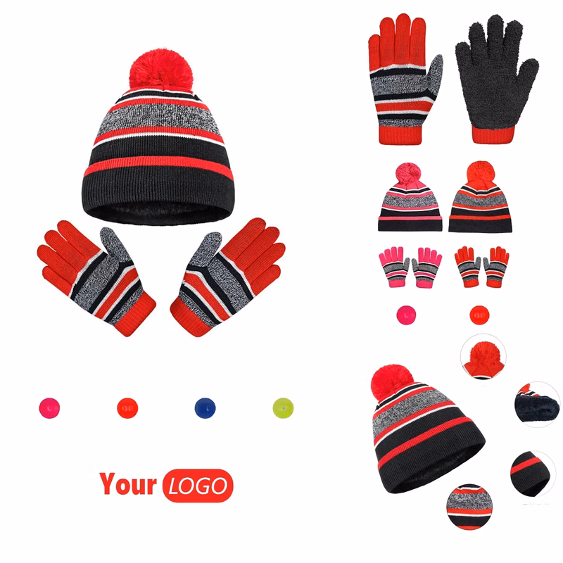 Two Piece Winter Solid Color Warm Children's Hat And Gloves