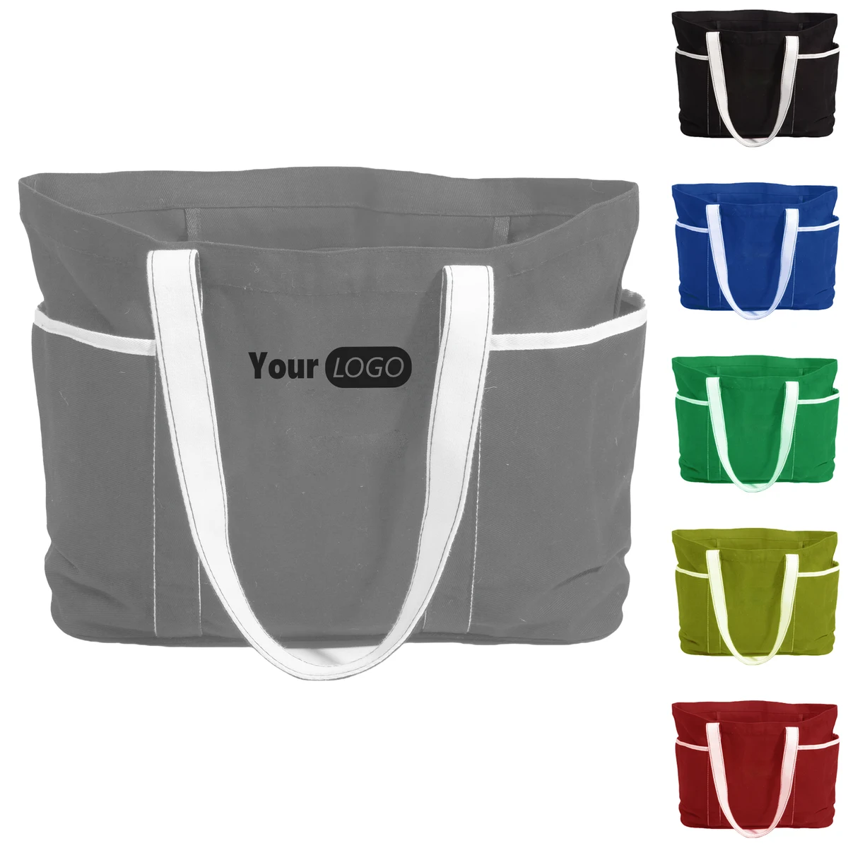 Canvas Durable Two-Tone Canvas Tote Bag For Work And Play, custom tote bag with logo imprint 1