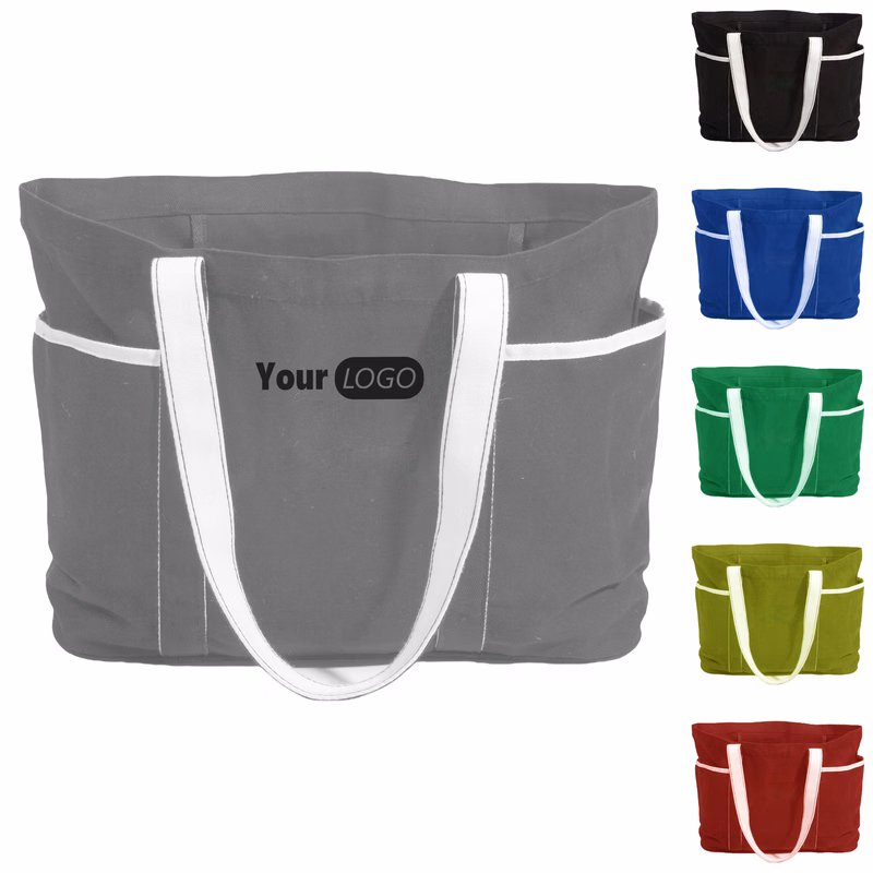 Canvas Durable Two-Tone Canvas Tote Bag For Work And Play