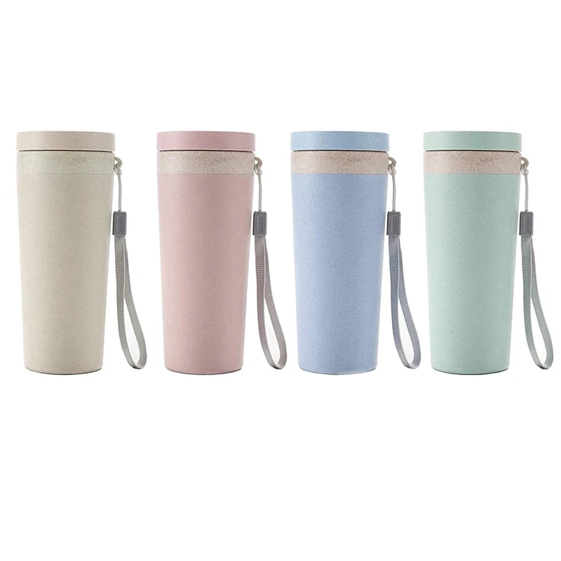 Double Wheat Straw Cup With Lid 1
