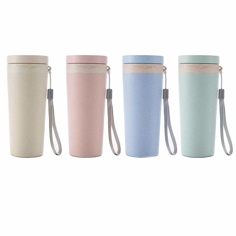 Double Wheat Straw Cup With Lid