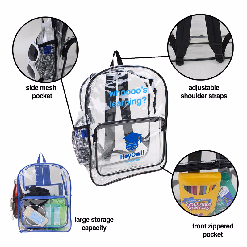 17" HEAVY DUTY CLEAR SECURITY BACKPACK