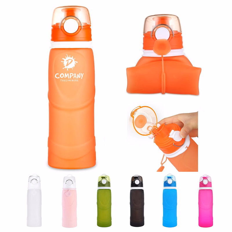 26 Oz Leak Proof Foldable Silicone Sports Water Bottles