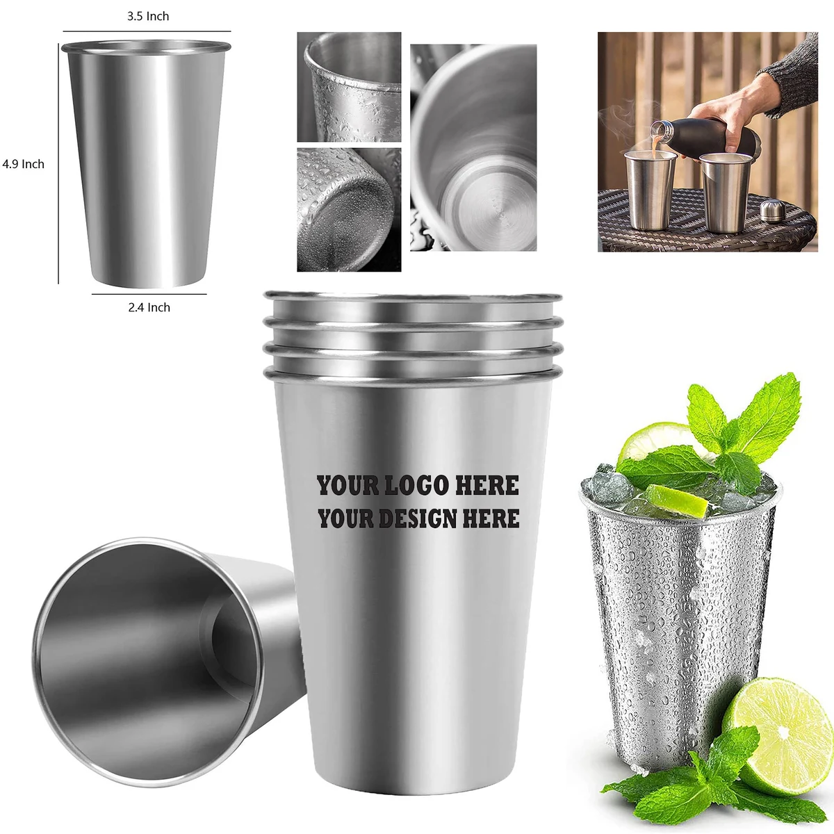 MOQ50Pcs 17oz Stainless Steel Water Mug Pint Cup 1