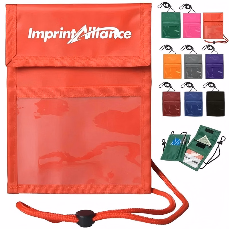 Travel Passport Holder with Neck Strap and ID Window